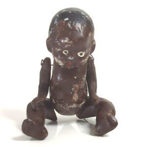 Miniature Bisque Doll Jointed 4"  Hand Painted Made in Japan 1930s